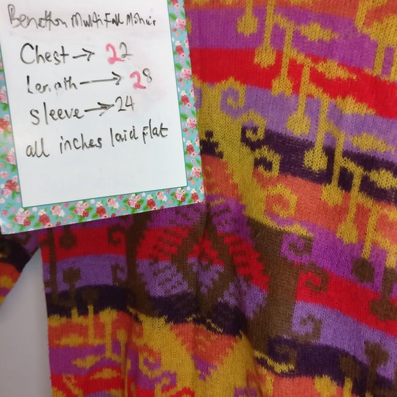 Luxuriously super soft Italian Mohair Wool blend Jacquard Sweater, Italian sz 48 - Picture 7 of 9